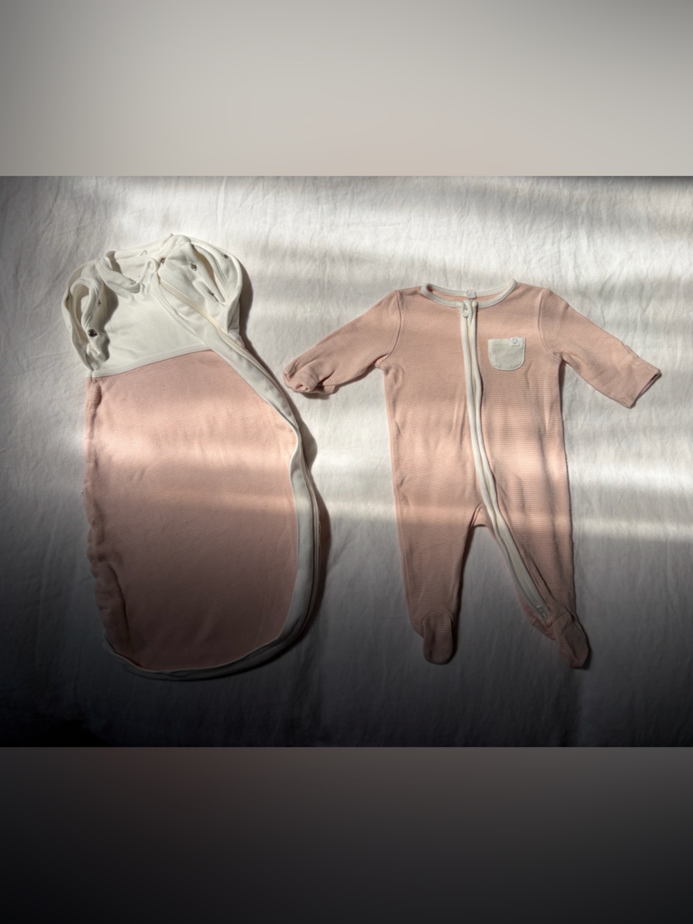 Baby Mori Blush Stripe Newborn Sleepsuit & Sleep Sack Set